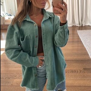 Kittenish “Emmy Lou” Shacket in Teal Corduroy, Size Large